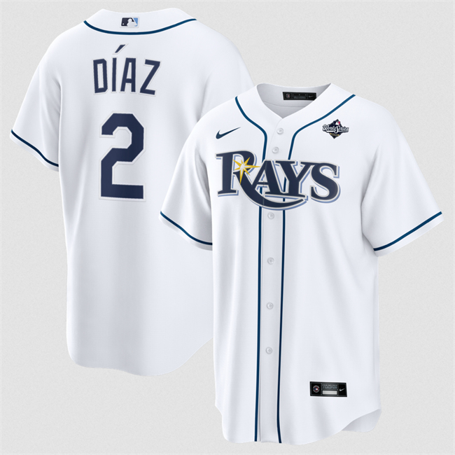 Men's White Tampa Bay Rays #2 Yandy Díaz 2026 World Series Home Cool Base Stitched Baseball Jersey